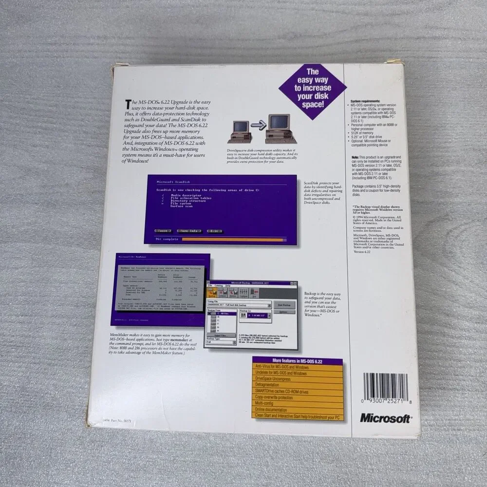 Microsoft MS-DOS 6.22 Operating System Upgrade 3.5